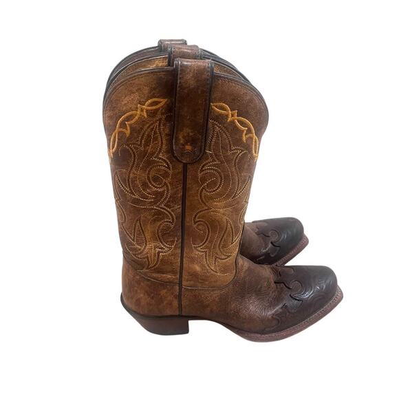Tony Lama Ladies Santa Fe Bark Wingtip Vaquero VF6004 Cowboy Boots Size 6B Brown - Picture 3 of 9